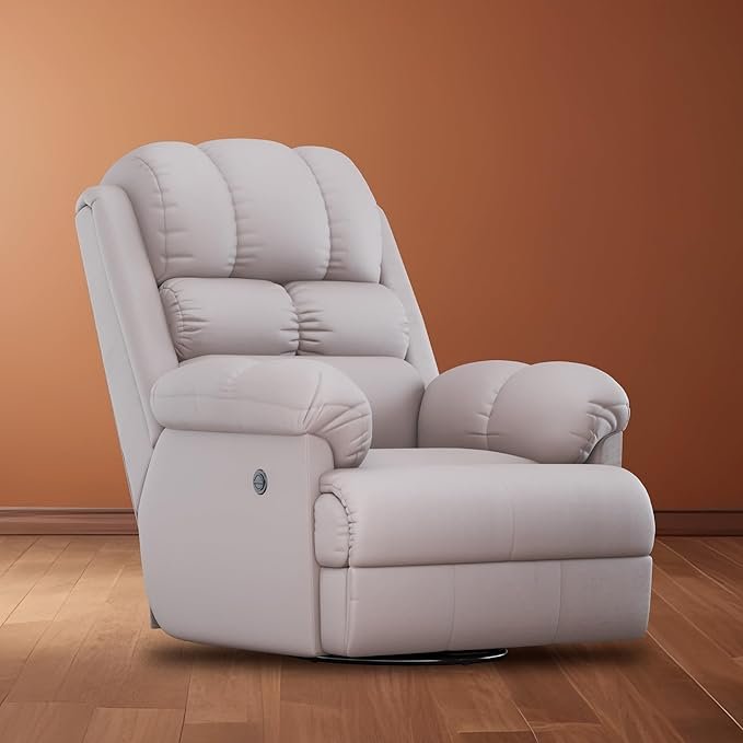 The Sleep Company Luxe Motorised RRR Recliner |Patented SmartGRID Technology| Motorised Single Recliner Sofa with Revolving Mechanism| Rocking Sofa | Unique Lumbar Design | Premium Upholstery | Beige