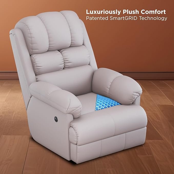 The Sleep Company Luxe Motorised RRR Recliner |Patented SmartGRID Technology| Motorised Single Recliner Sofa with Revolving Mechanism| Rocking Sofa | Unique Lumbar Design | Premium Upholstery | Beige - Image 4