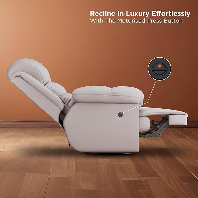 The Sleep Company Luxe Motorised RRR Recliner |Patented SmartGRID Technology| Motorised Single Recliner Sofa with Revolving Mechanism| Rocking Sofa | Unique Lumbar Design | Premium Upholstery | Beige - Image 2