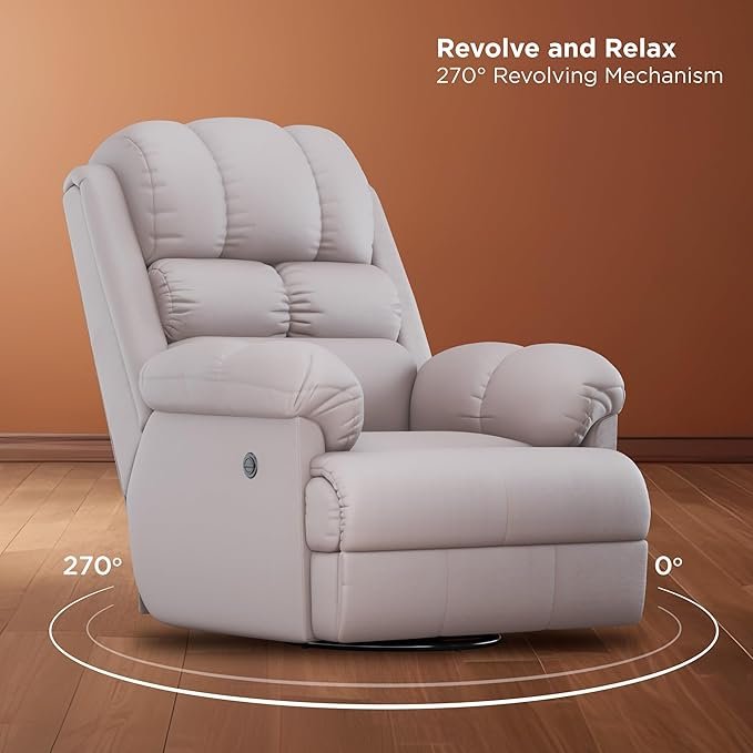 The Sleep Company Luxe Motorised RRR Recliner |Patented SmartGRID Technology| Motorised Single Recliner Sofa with Revolving Mechanism| Rocking Sofa | Unique Lumbar Design | Premium Upholstery | Beige - Image 3