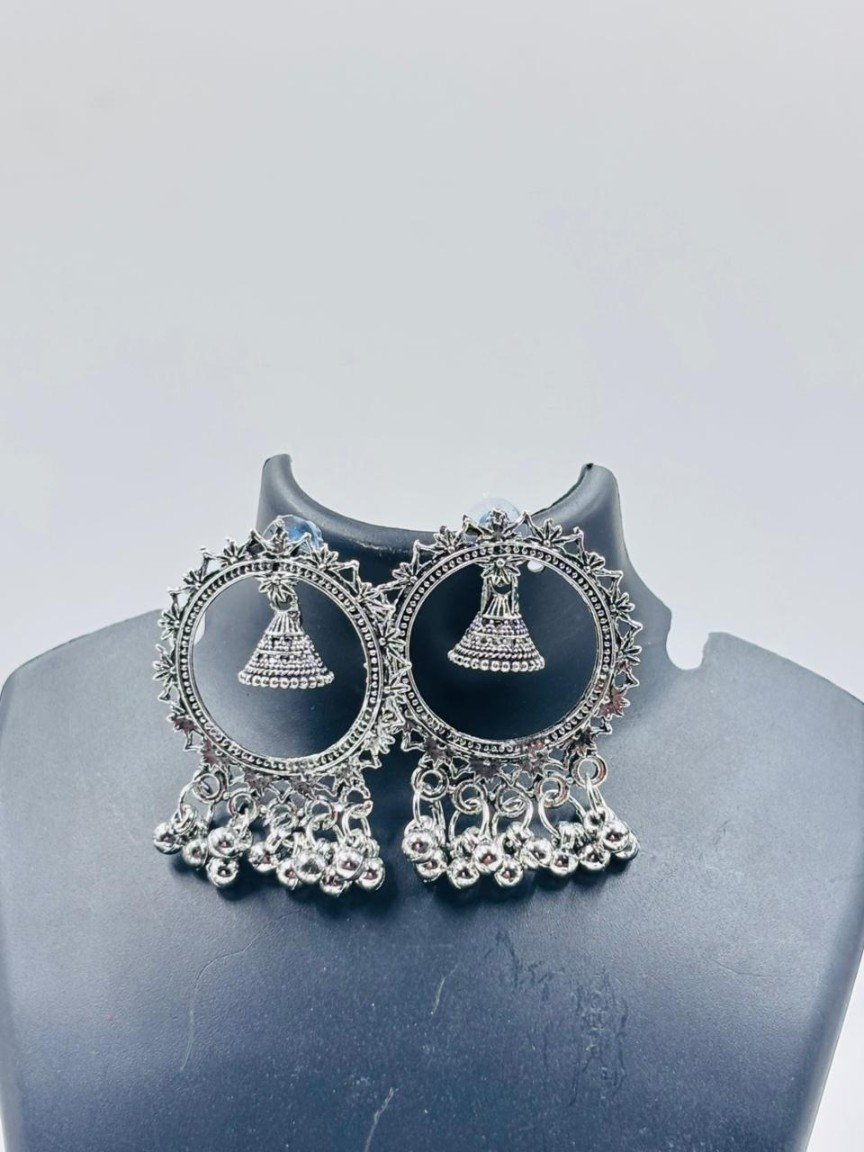 Round Dome Oxidized Earrings